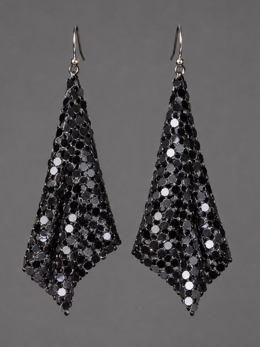 Lightweight mesh slinky black gunmetal pierced earrings